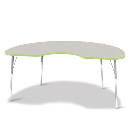 Jonti-Craft Berries Kidney Activity Table, 48 in. x 72 in., A-height, Freckled Gray/Key Lime/Gray 6423JCA130